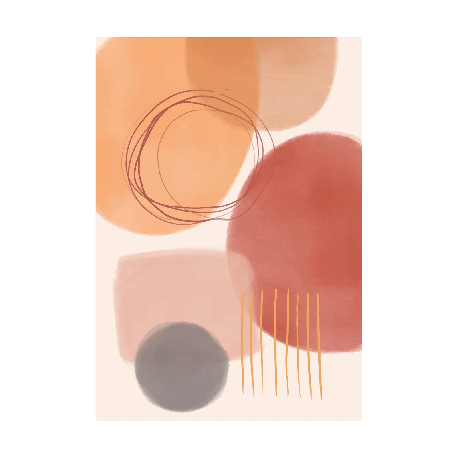 Abstract Terracotta Boho Watercolor Wall Art