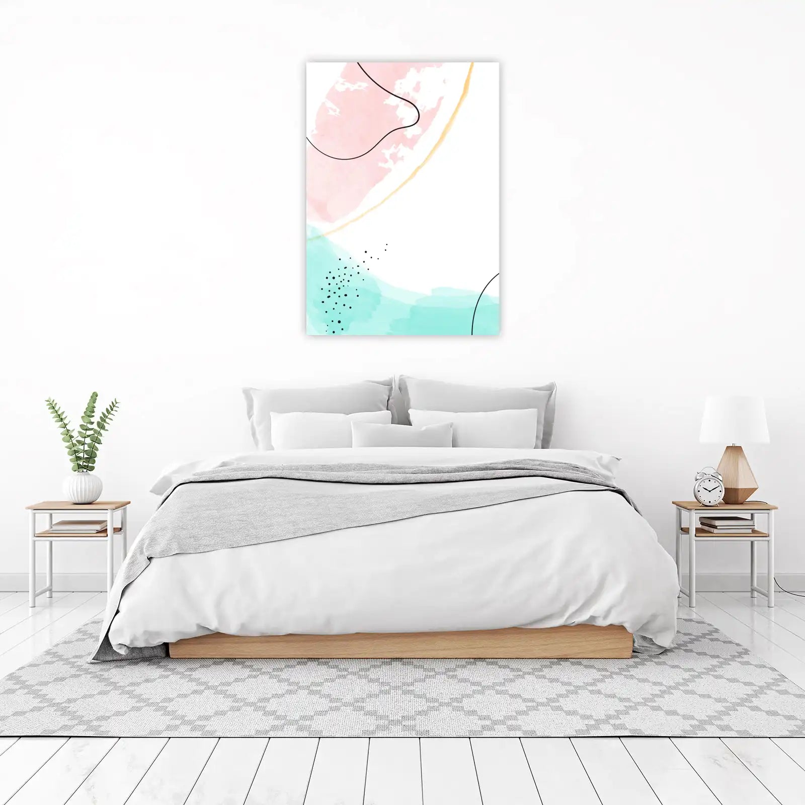 Abstract Blush & Teal Watercolor Wall Art