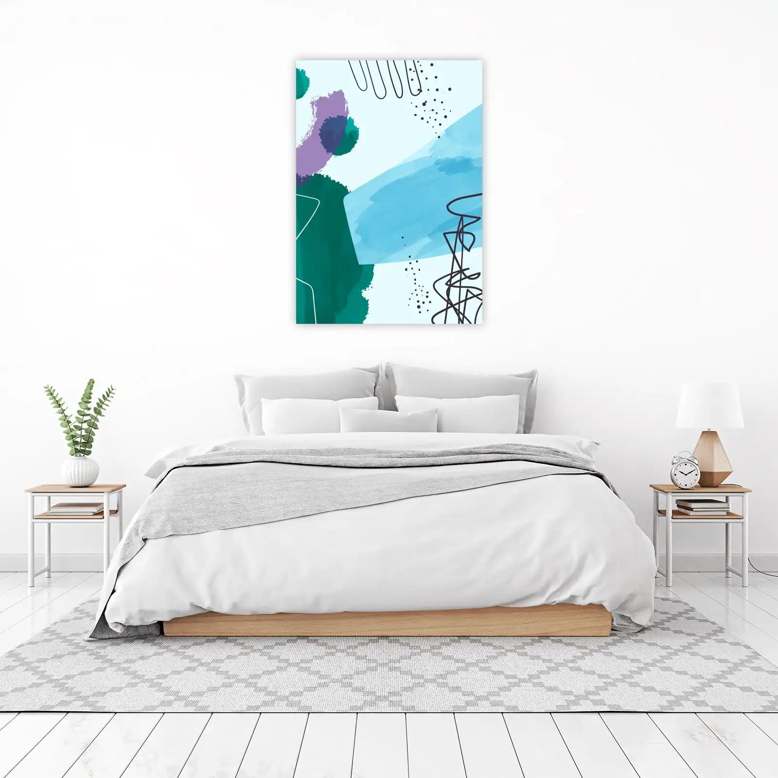 Abstract Teal & Purple Brushstrokes Wall Art
