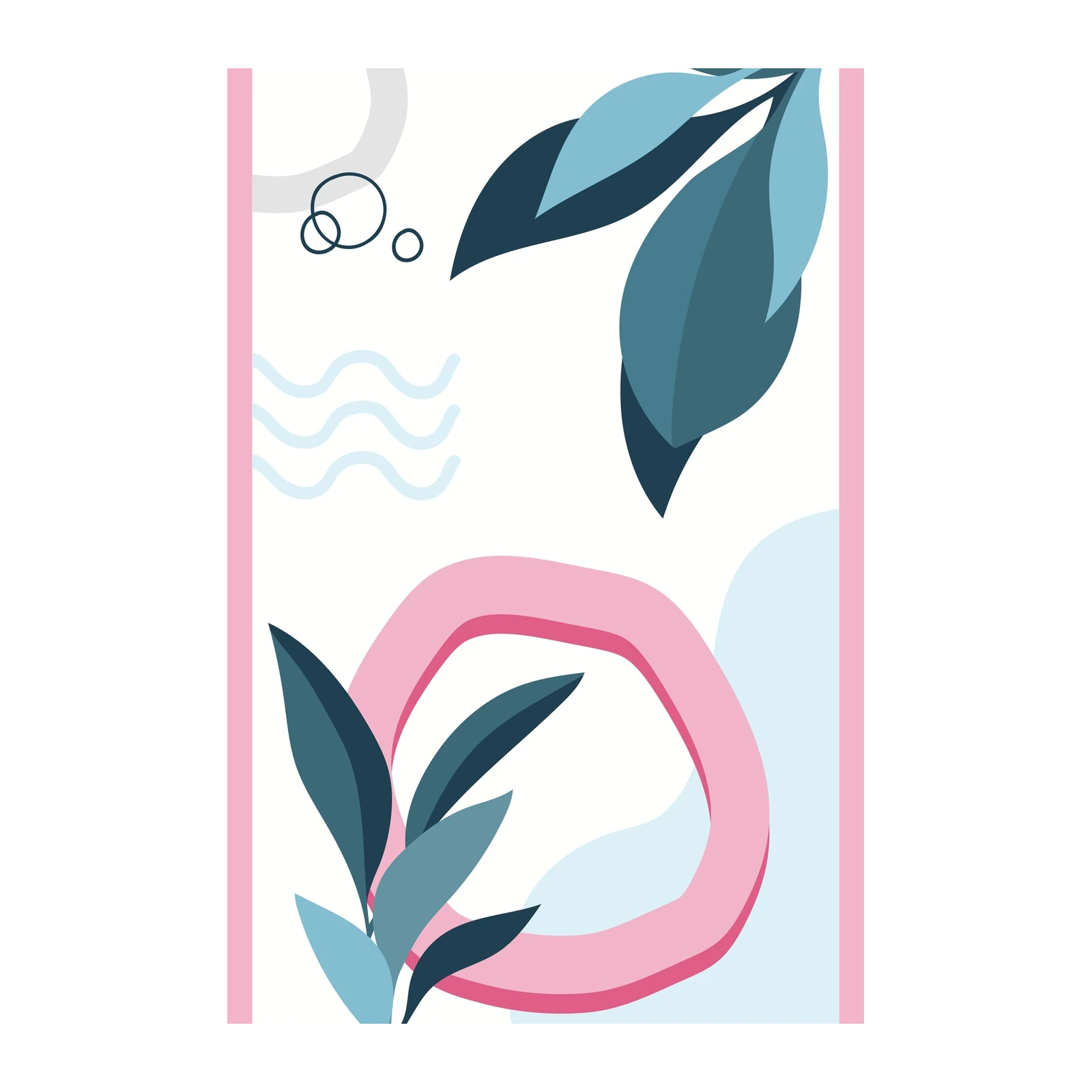 Abstract Botanical Pink & Blue Wall Art