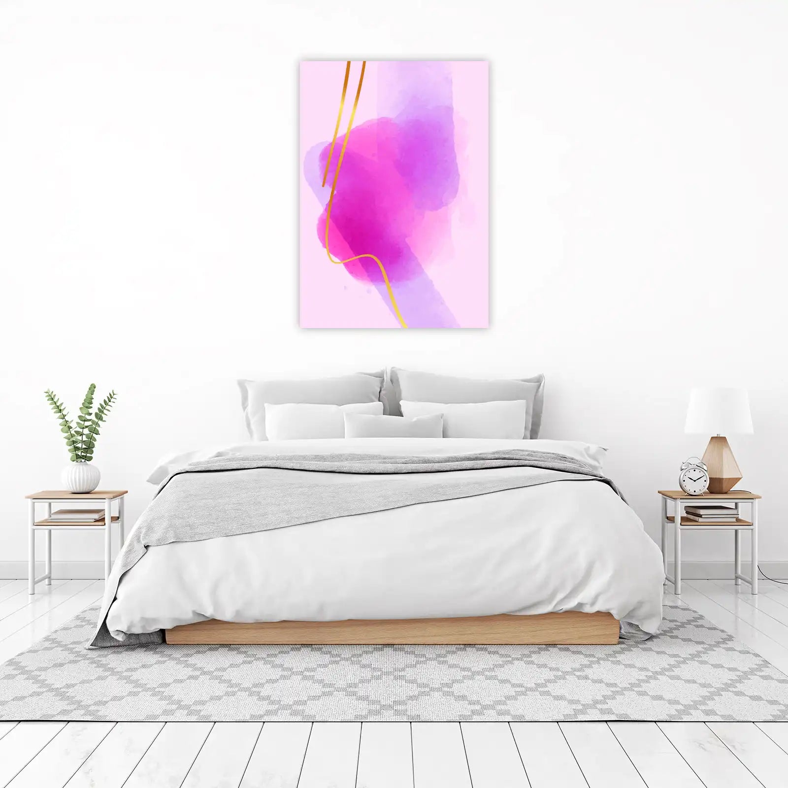 Abstract Watercolor Bloom Gold Accent Wall Art