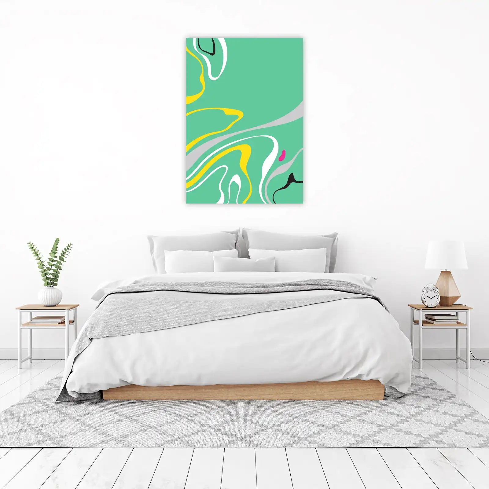 Abstract Flow Yellow & Teal Wall Art