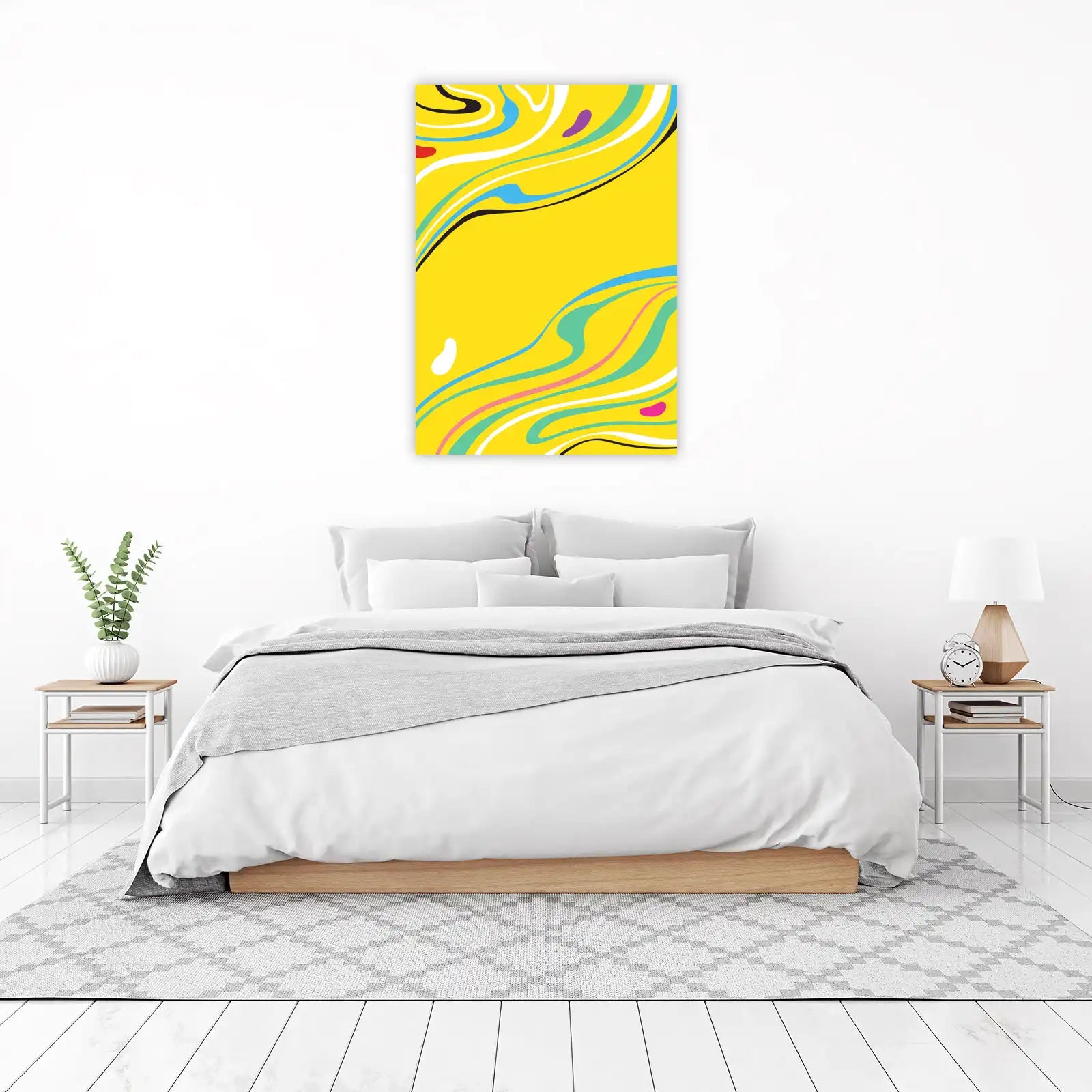 Vibrant Swirls Yellow Abstract Wall Art