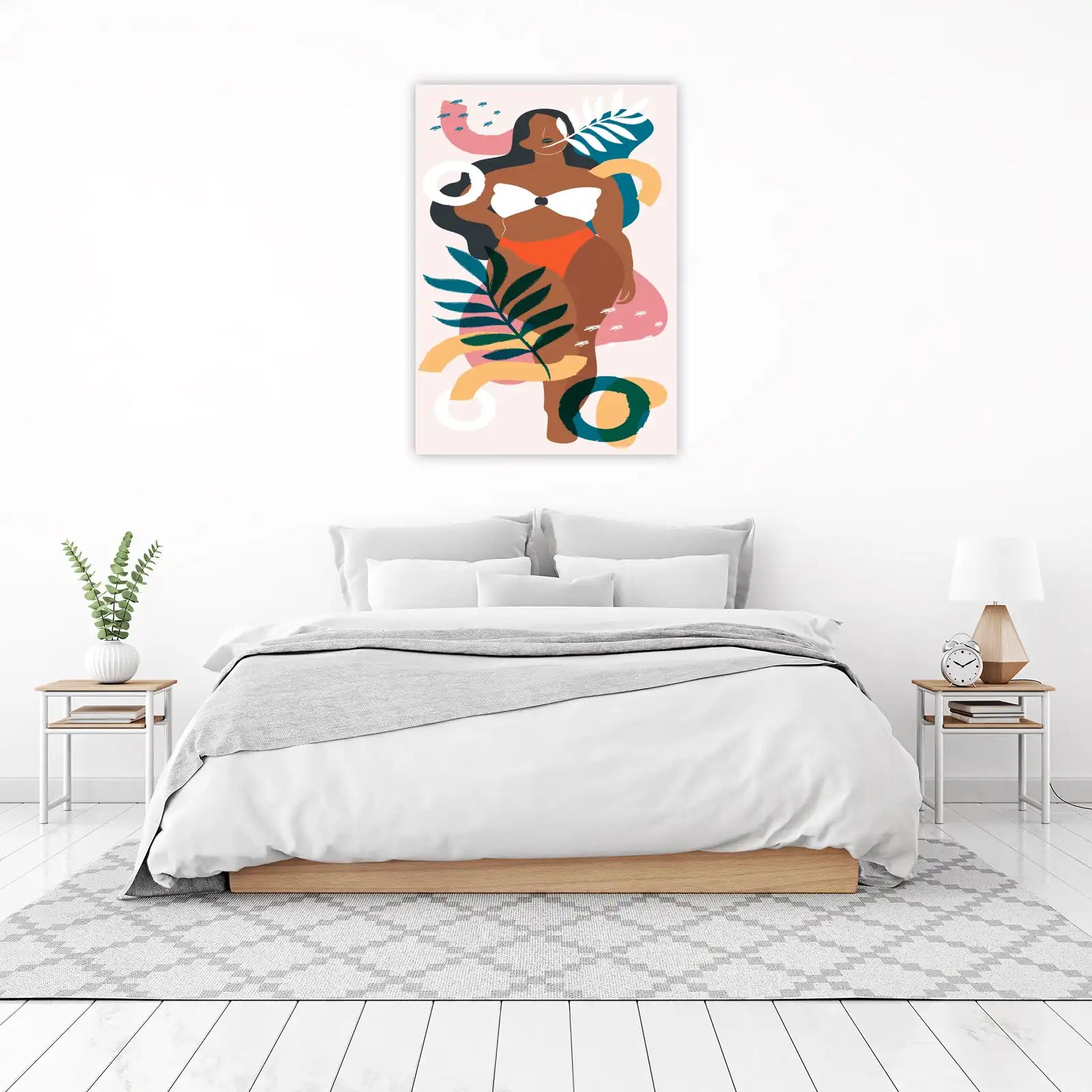 Boho Beach Woman Abstract Art Wall Art