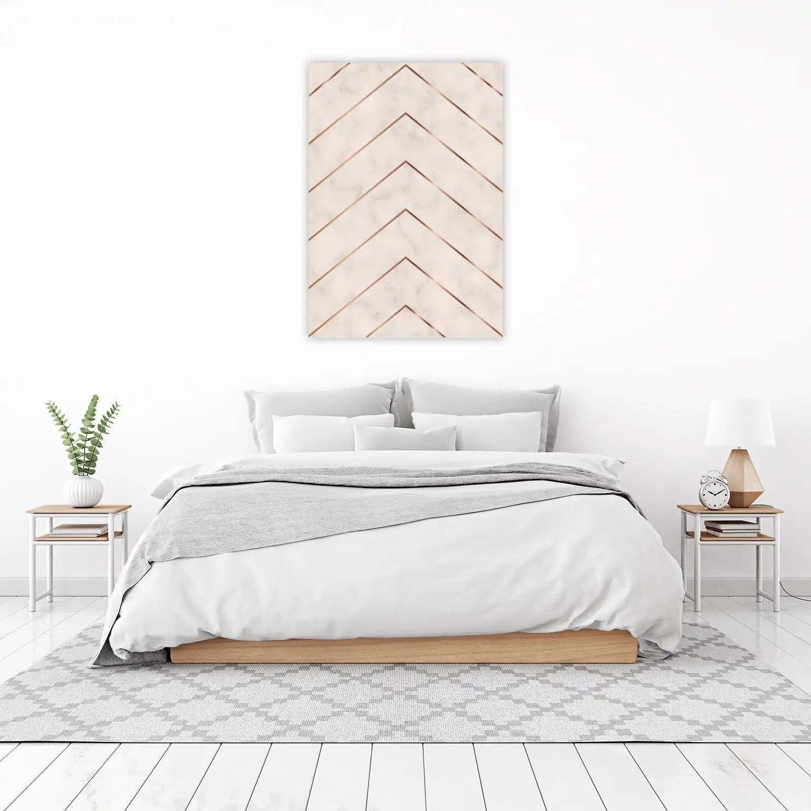 Rose Gold Chevron Marble Wall Art