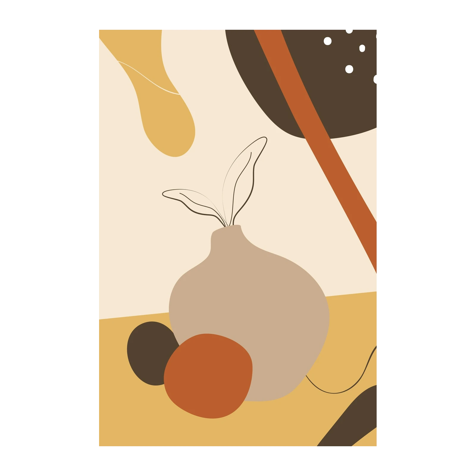Boho Abstract Vase Mid-Century Modern Wall Art