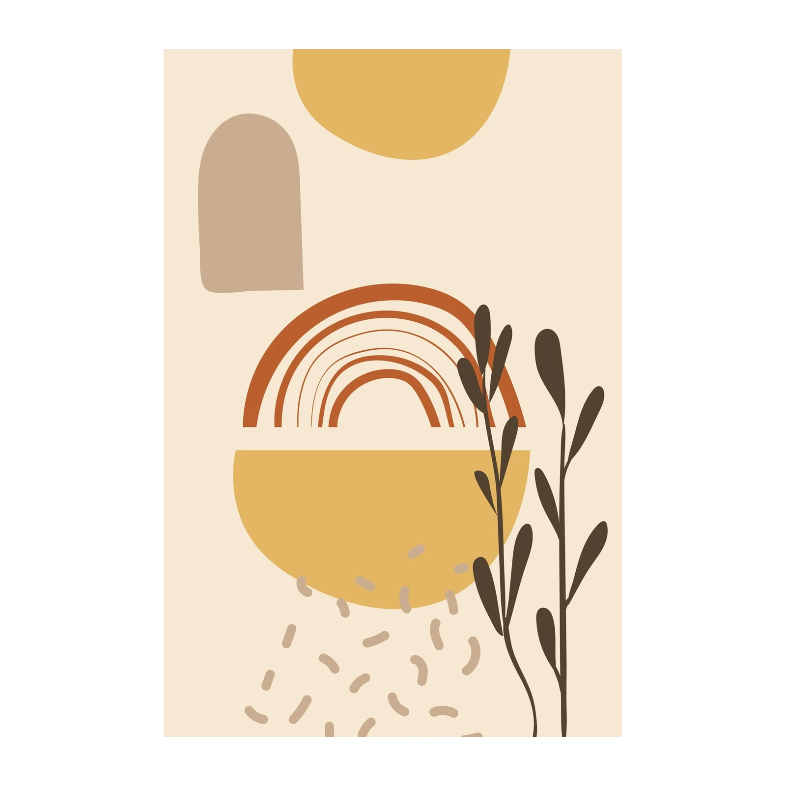 Boho Abstract Rainbow Plant Wall Art
