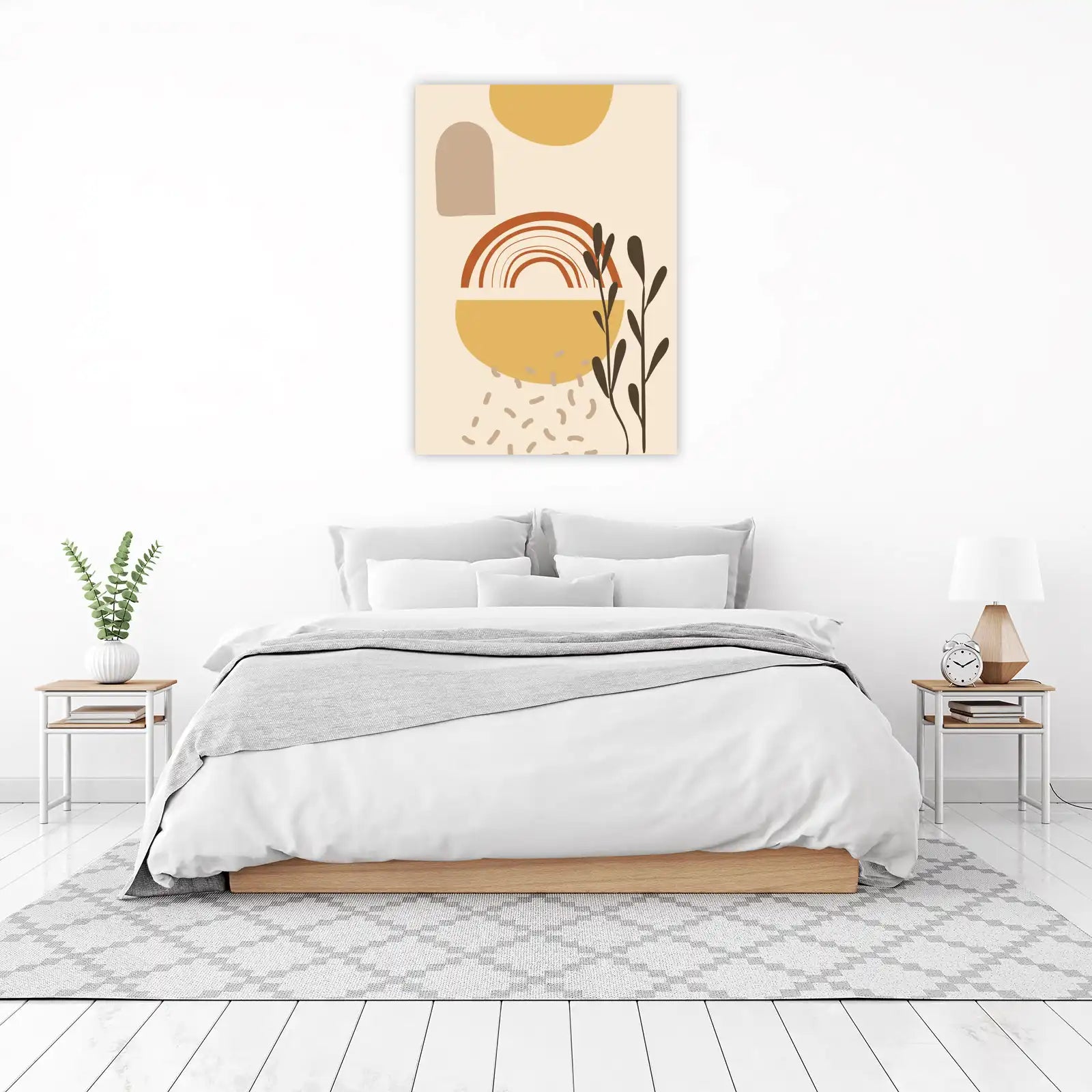 Boho Abstract Rainbow Plant Wall Art