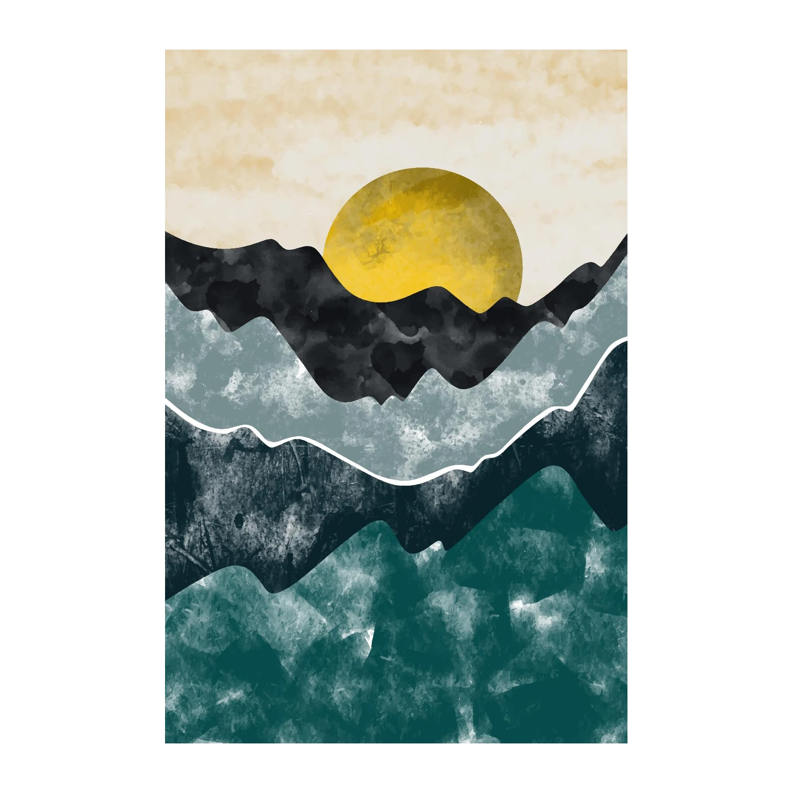 Sunset Mountain Abstract Landscape Wall Art