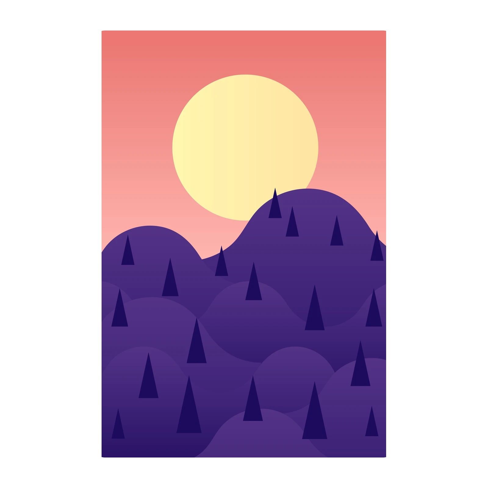 Mystic Sunset Hills Geometric Tree Wall Art