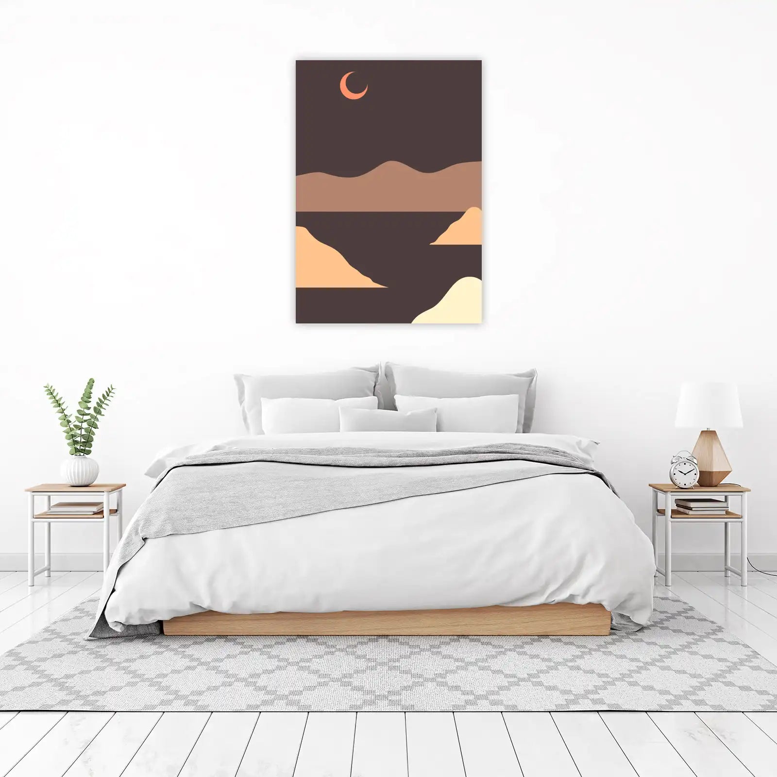 Serene Crescent Moon Landscape Wall Art