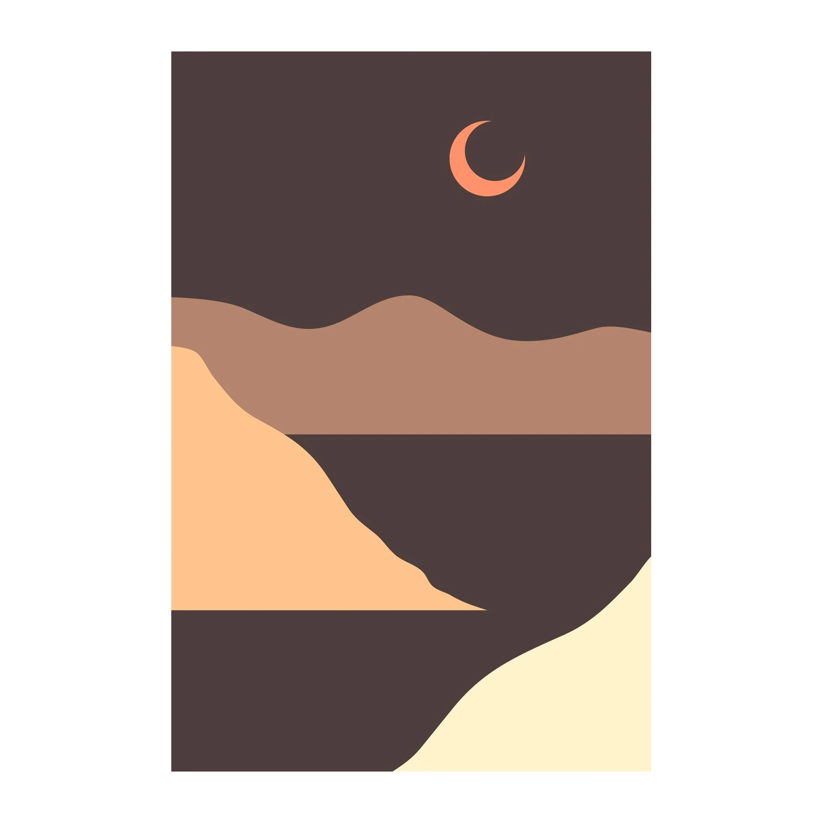 Boho Crescent Moon Landscape Wall Art