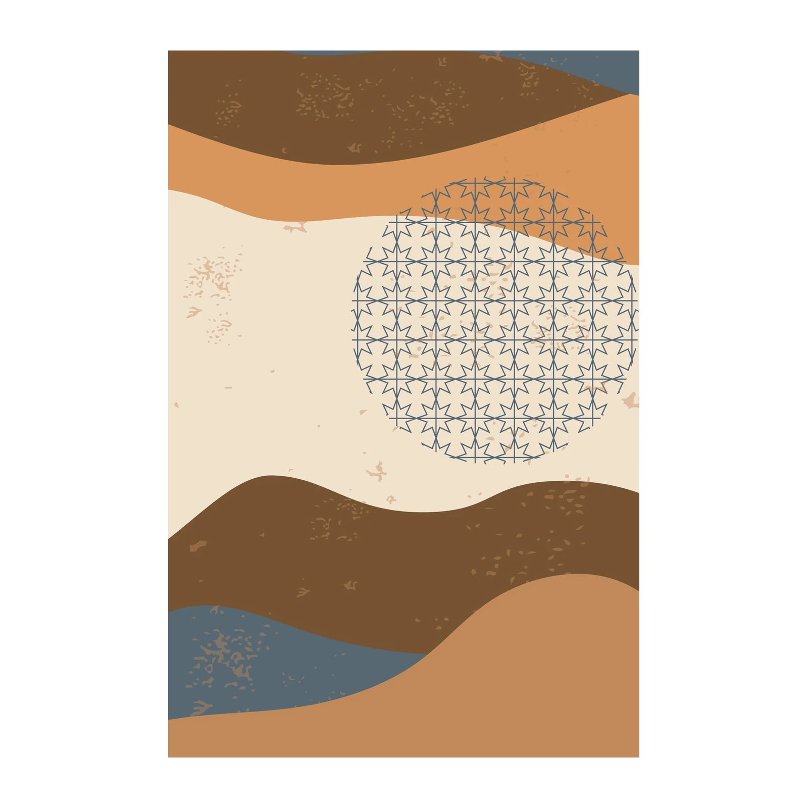 Boho Abstract Geometric Waves Wall Art