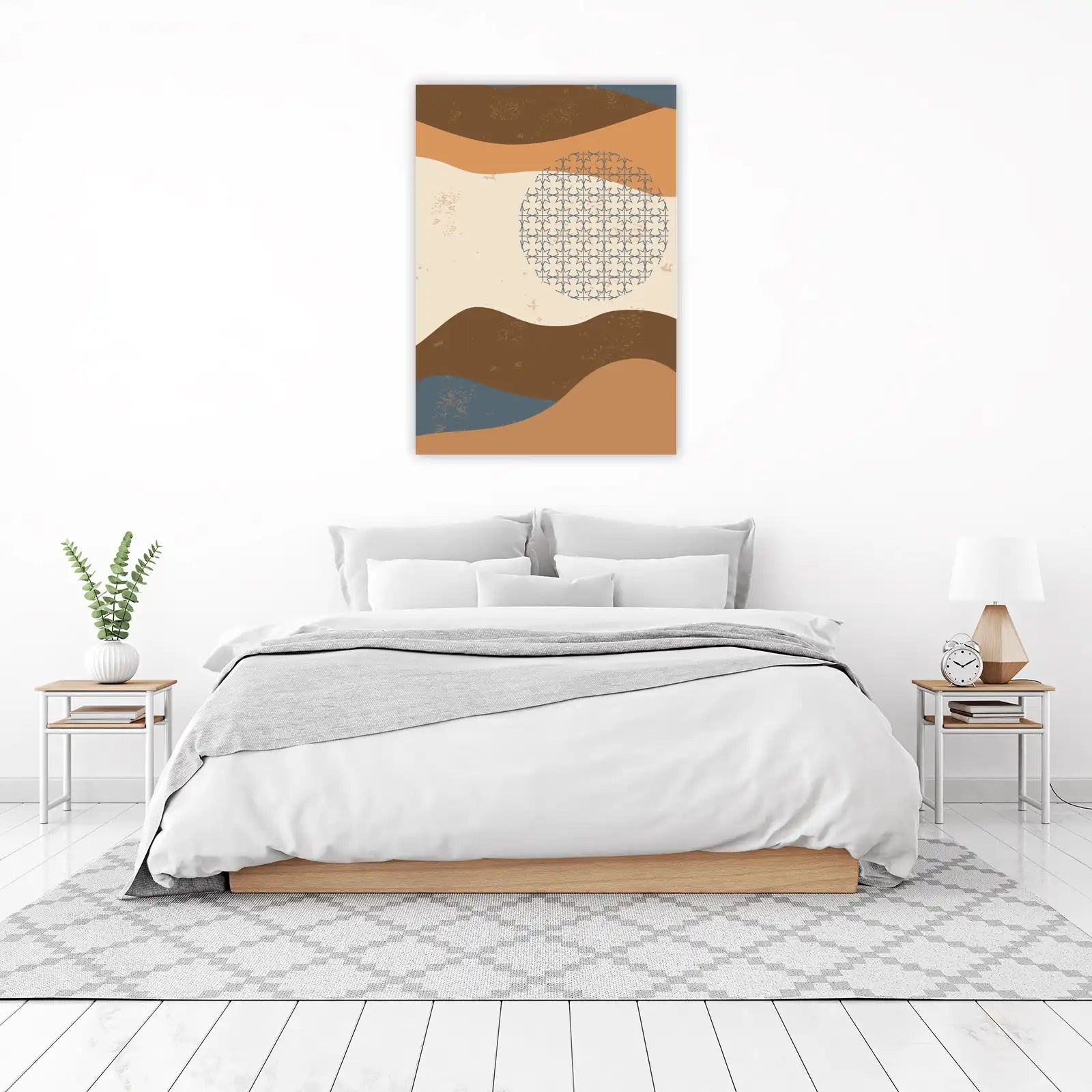 Boho Abstract Geometric Waves Wall Art