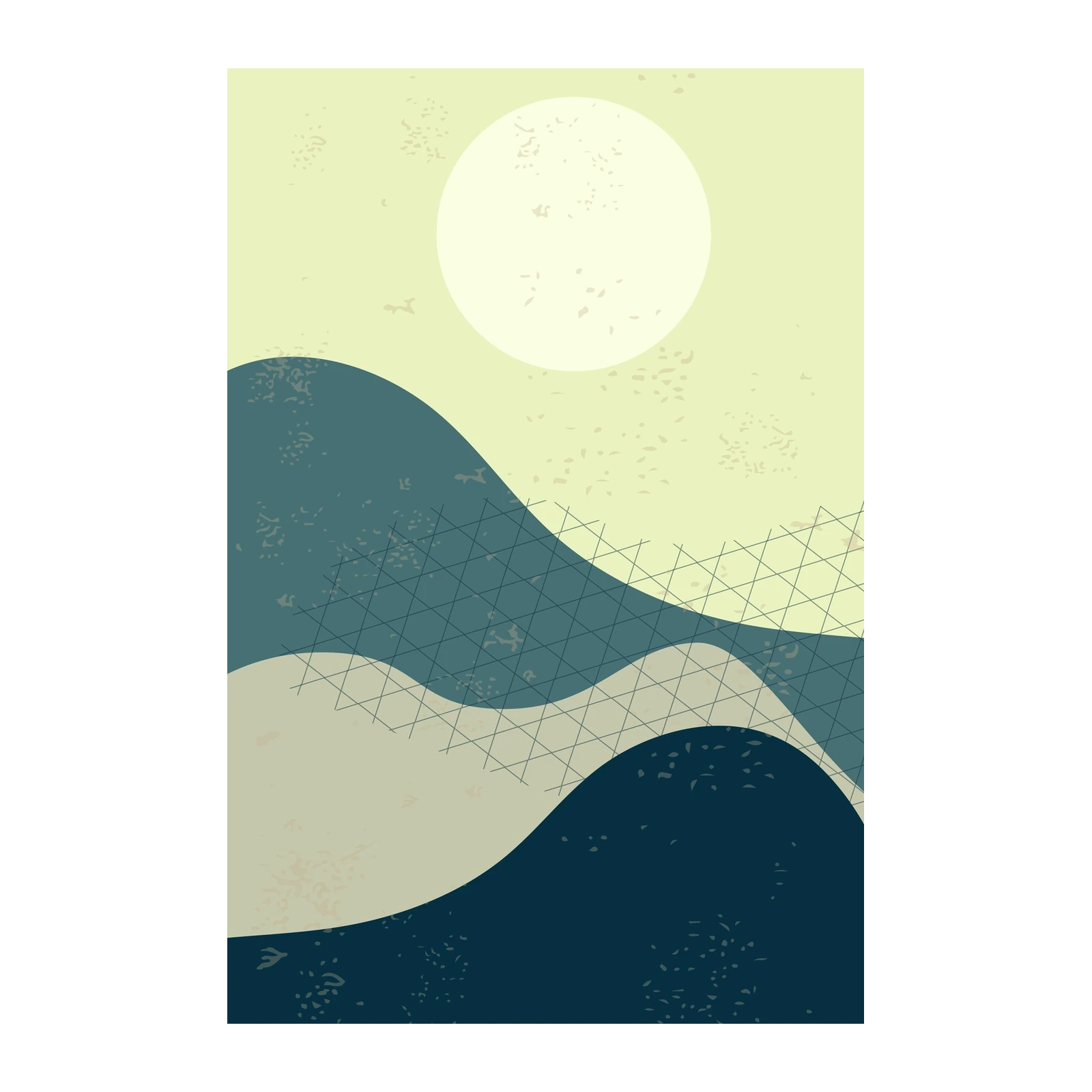 Serene Abstract Mountain Moon Wall Art