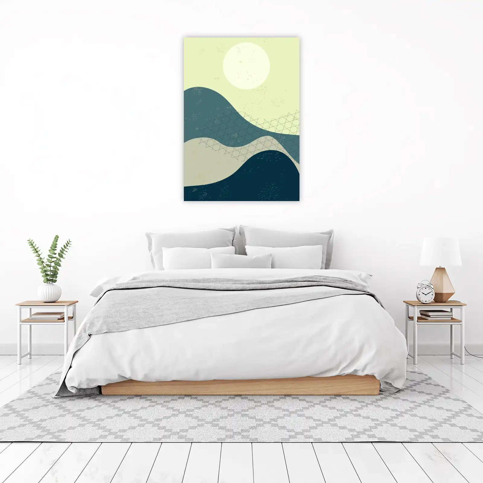 Serene Abstract Mountain Moon Wall Art