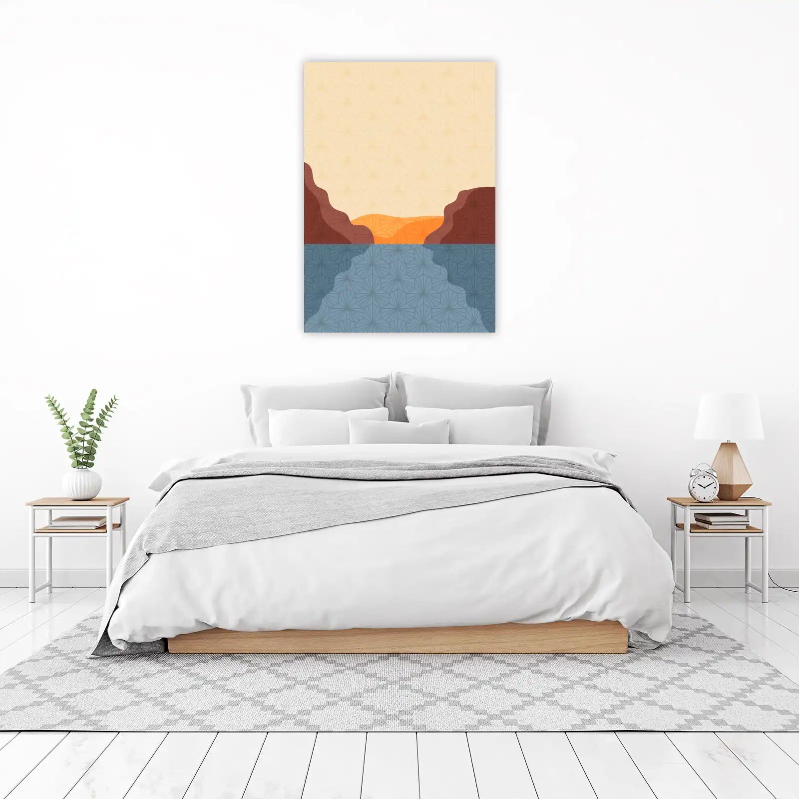 Serene Coastal Sunset Geometric Wall Art