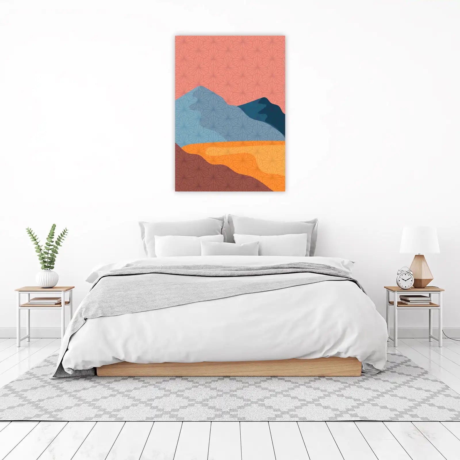 Geometric Mountain Sunset Wall Art