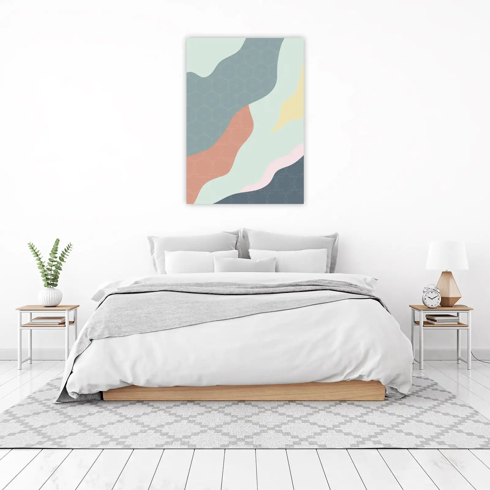 Abstract Serenity Geometric Waves Wall Art