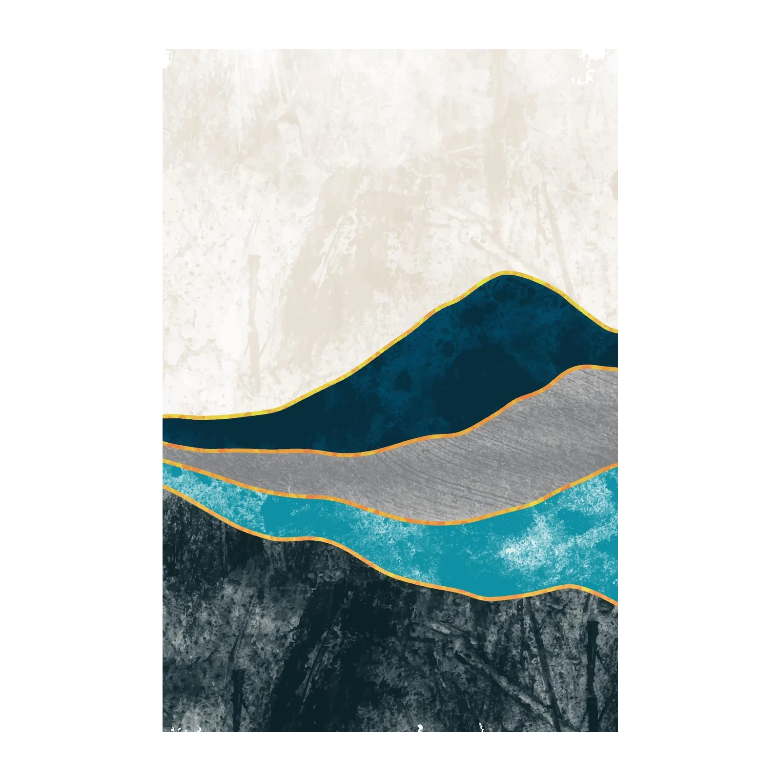 Abstract Teal & Gray Landscape Wall Art
