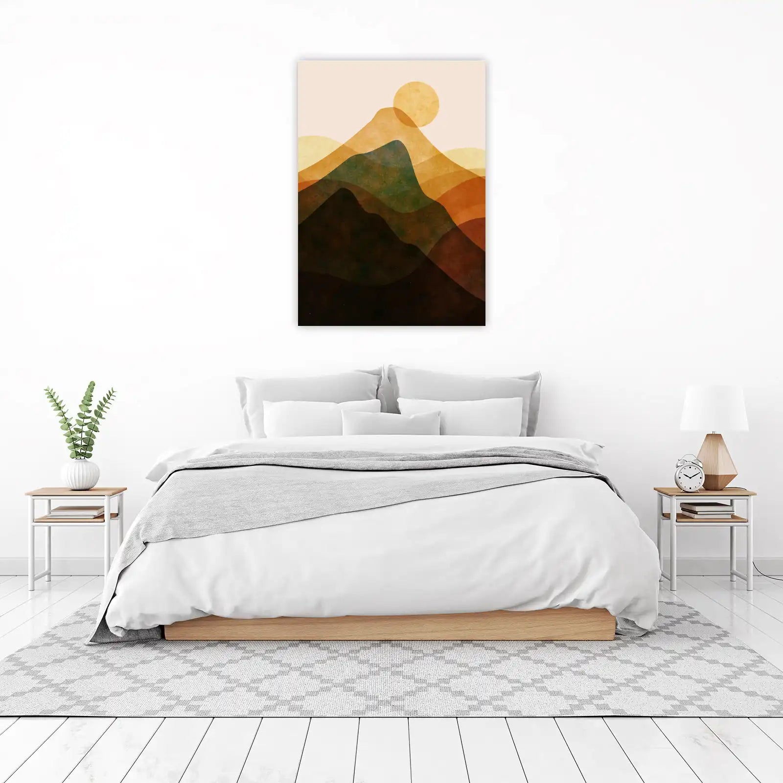 Serene Sunset Mountains Abstract Wall Art