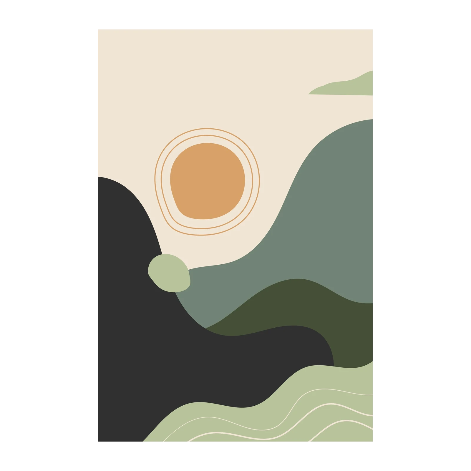 Abstract Earthy Hills Sun Wall Art