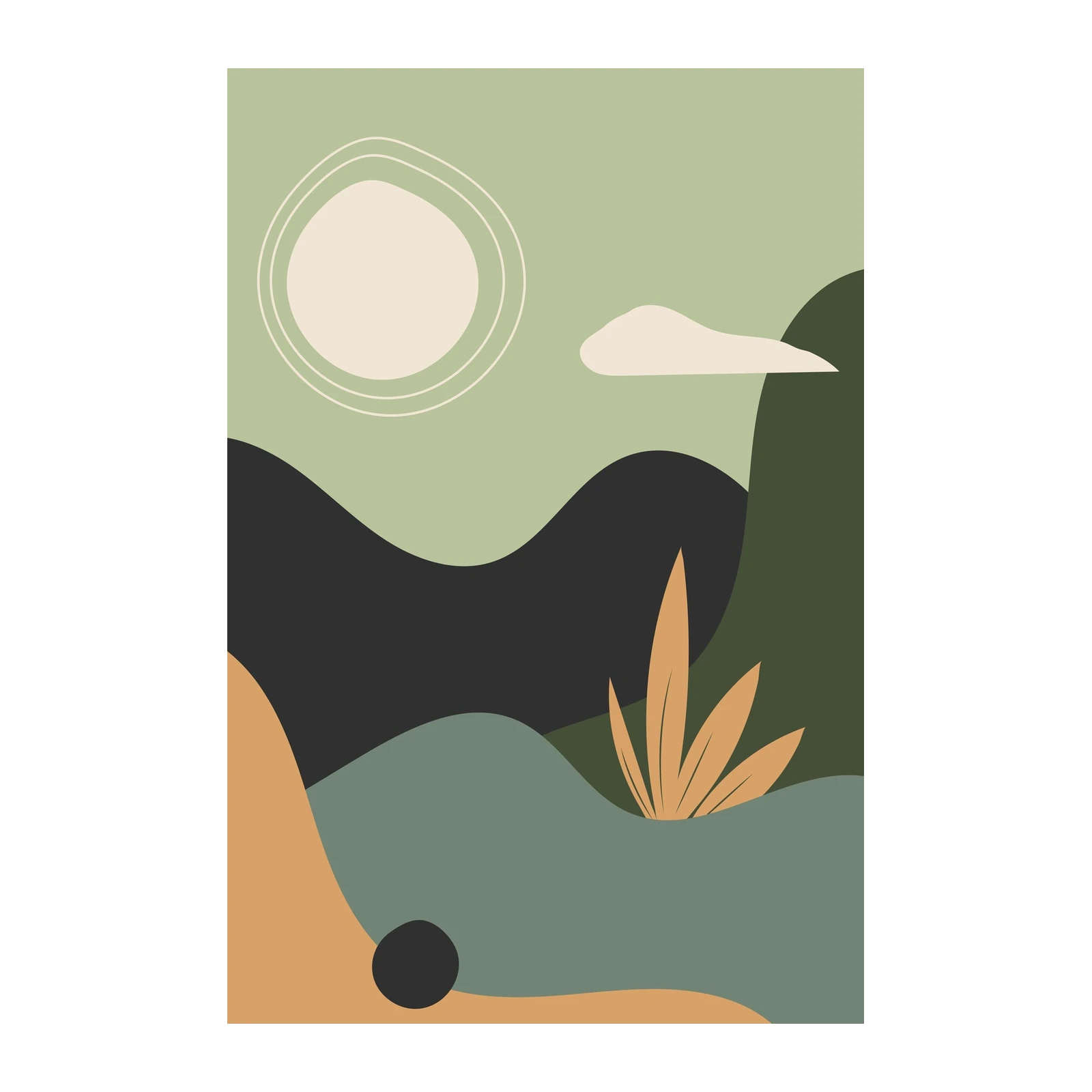 Abstract Landscape Terracotta Sun Wall Art