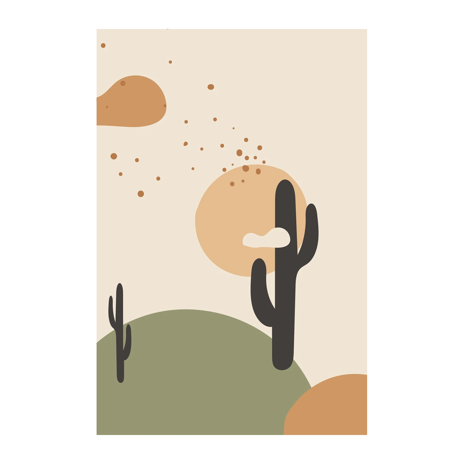 Boho Desert Cactus Sun Abstract Wall Art