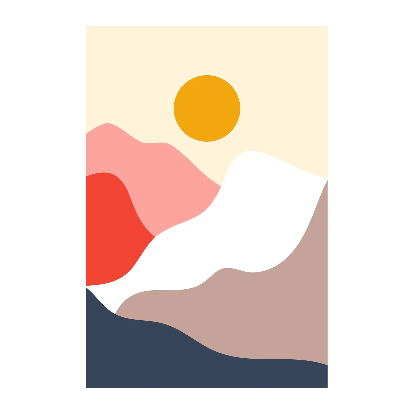 Abstract Sunset Mountains Wall Art