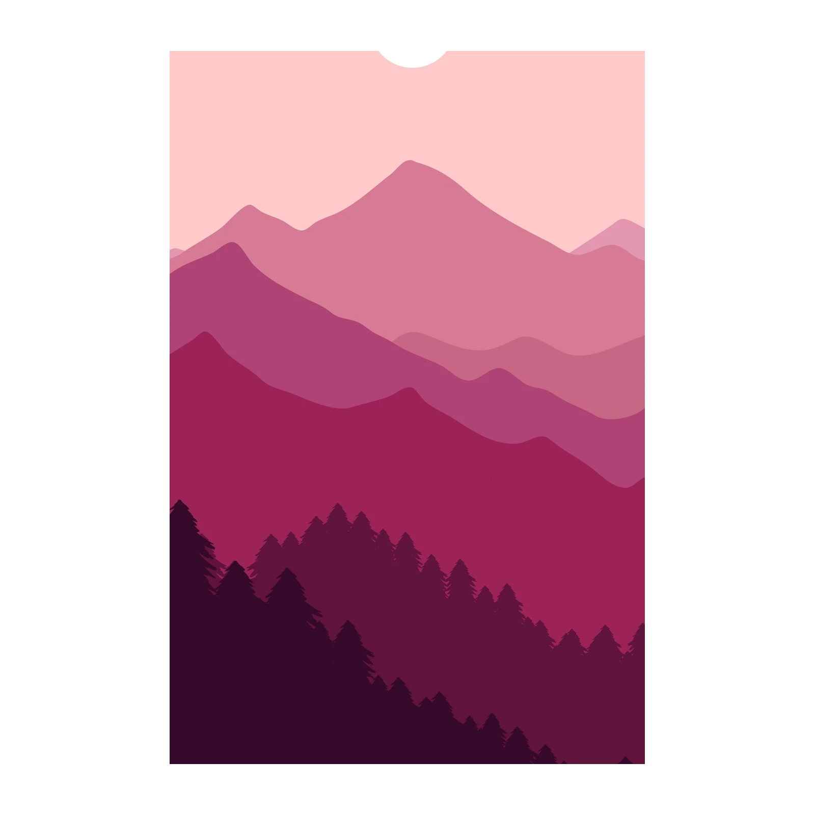 Serene Pink Mountain Forest Wall Art