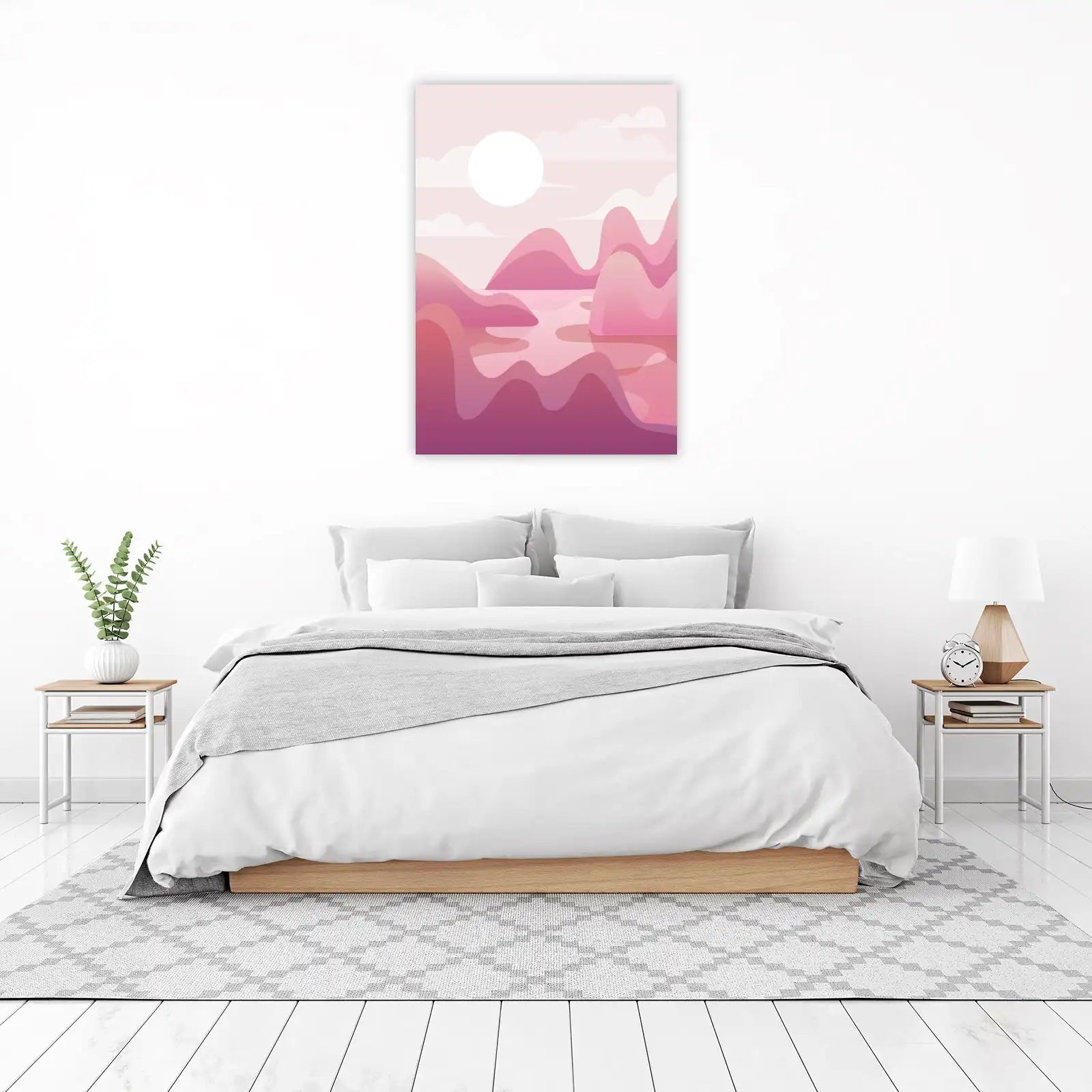 Serene Pink Mountain Landscape Wall Art