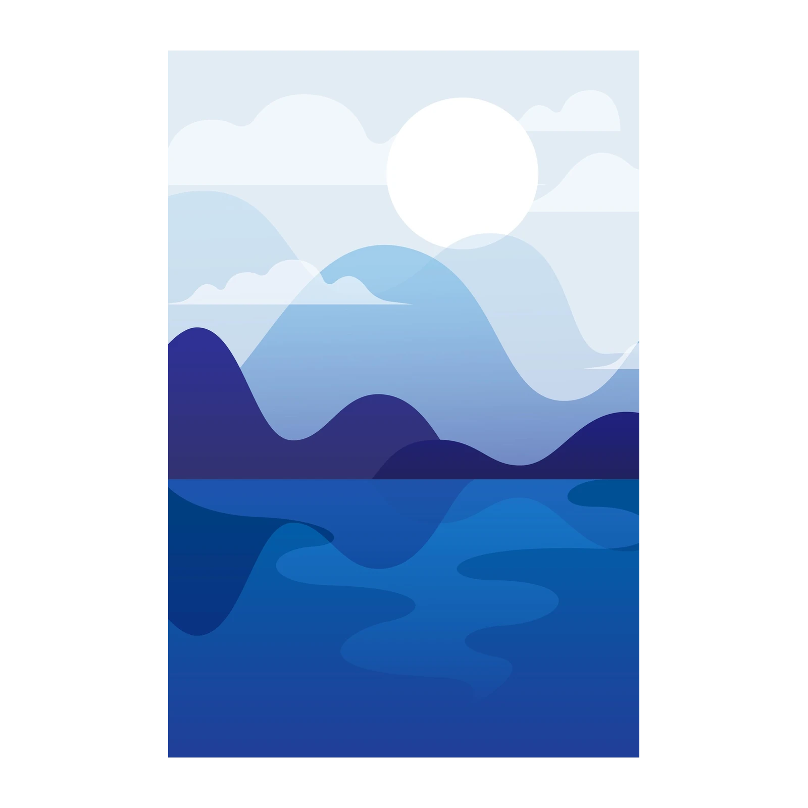 Serene Blue Mountain Lake Abstract Wall Art