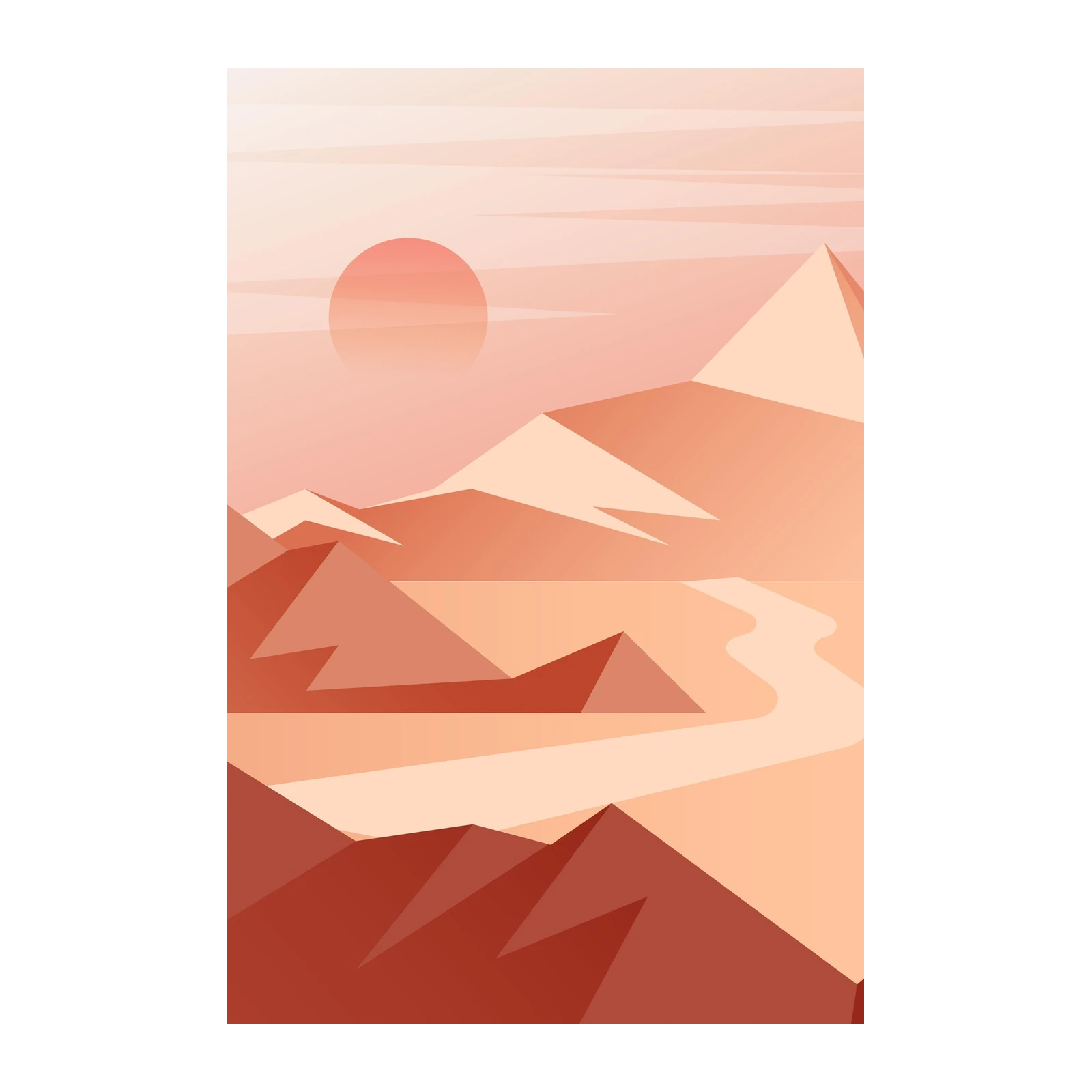 Desert Sunset Geometric Wall Art