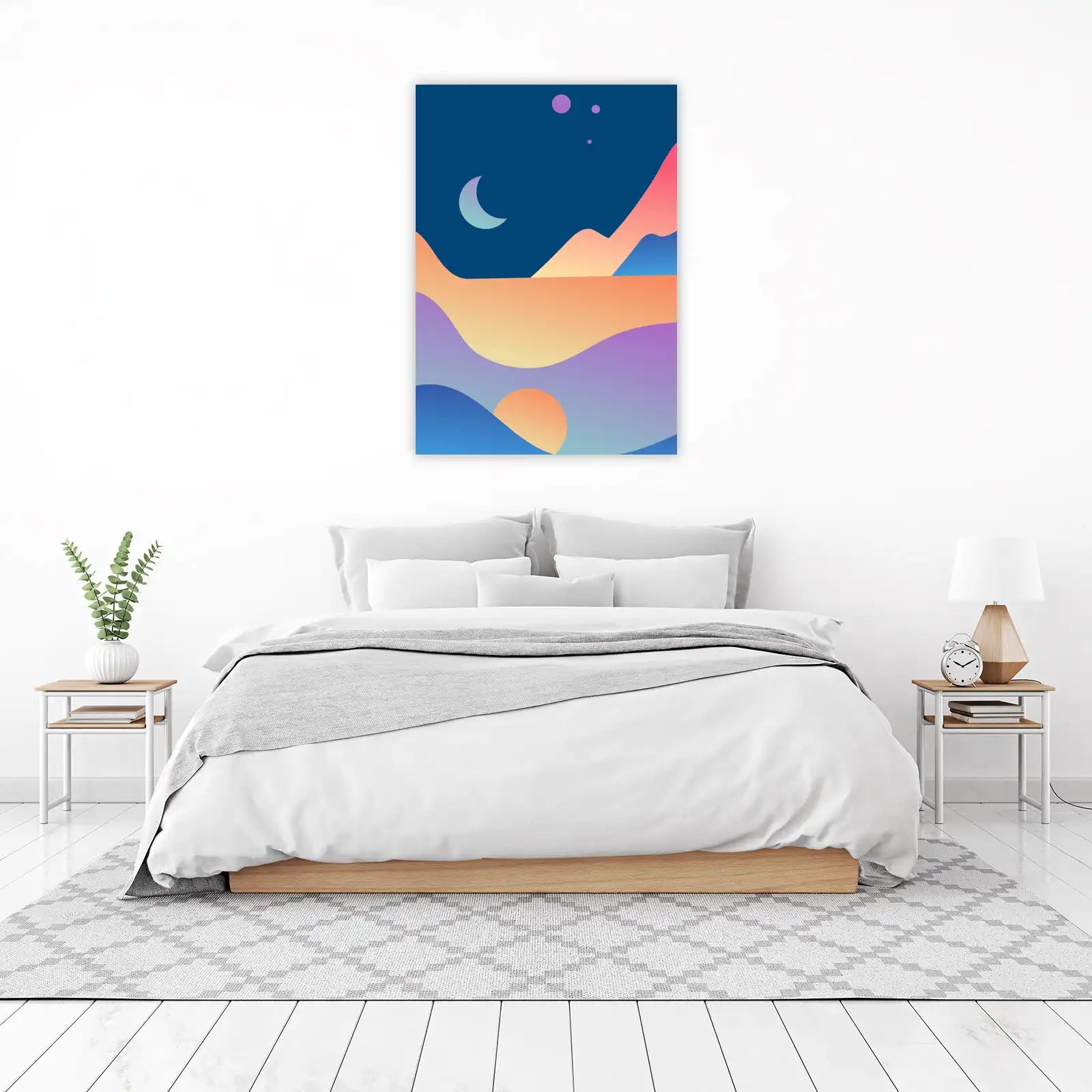 Abstract Desert Sunset Moon Wall Art