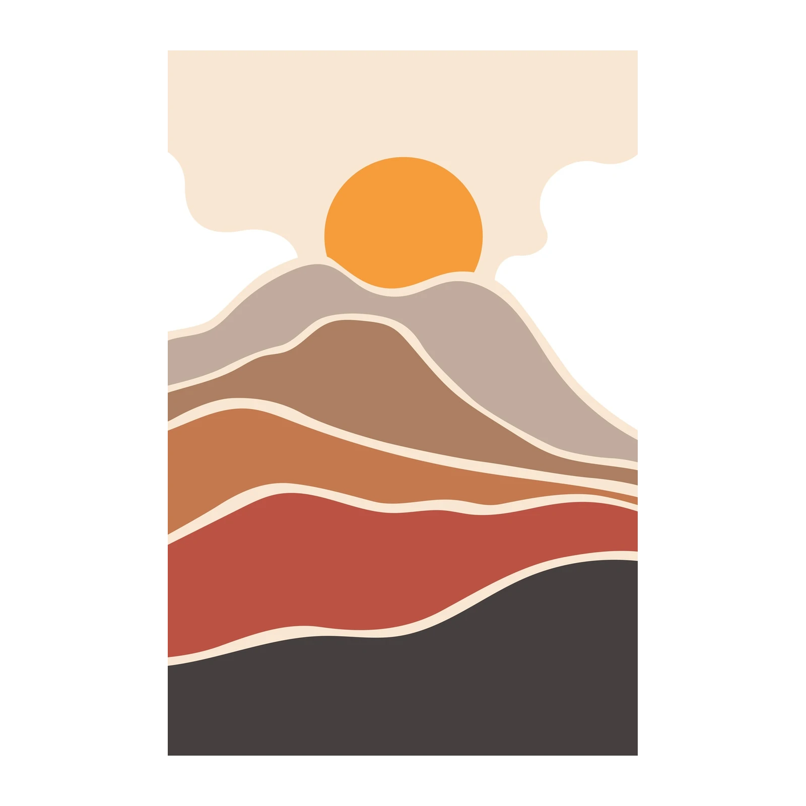 Boho Desert Sunset Mountain Wall Art