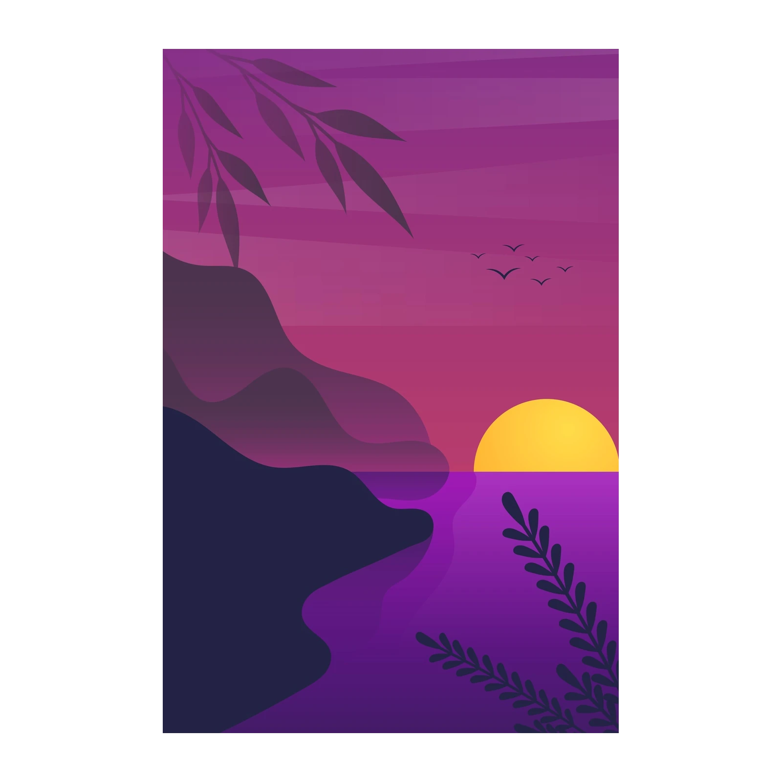 Serene Sunset Landscape Wall Art