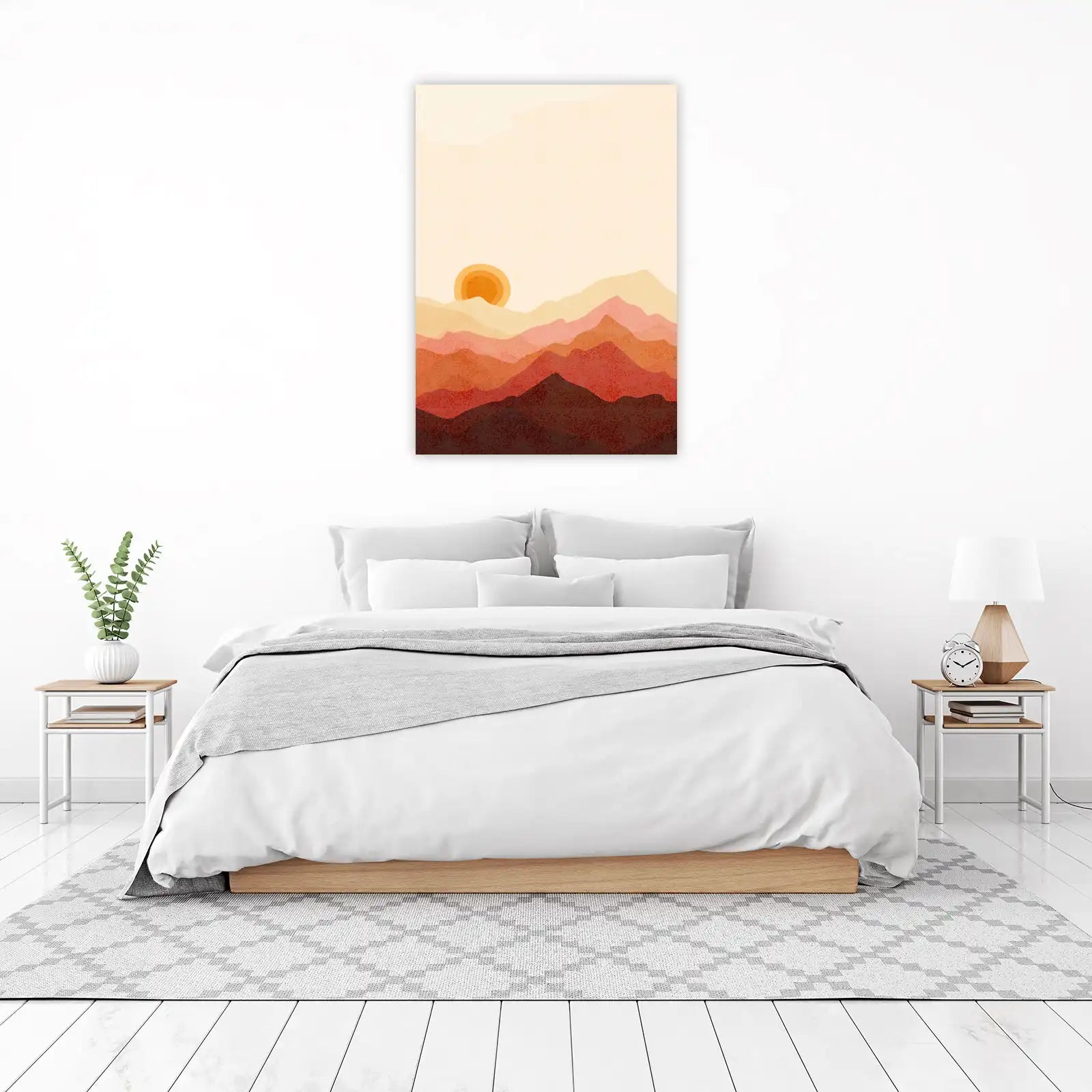 Boho Sunset Mountain Landscape Wall Art