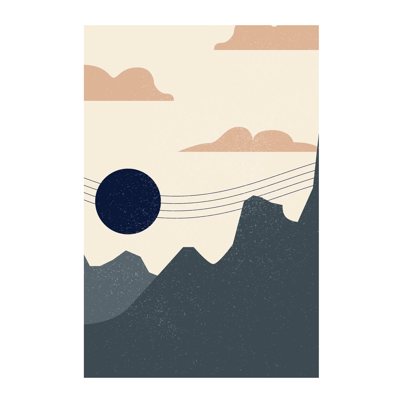 Mid-Century Mountain Sunset Wall Art