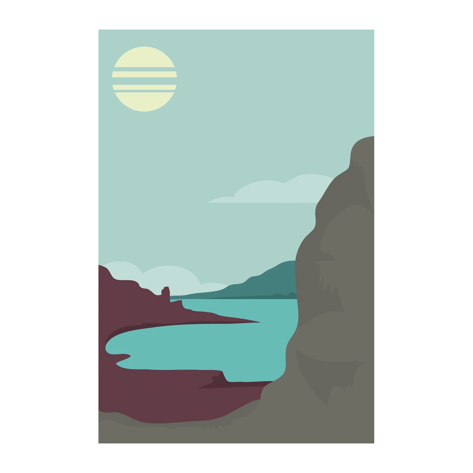 Tranquil Lake Landscape Minimalist Wall Art