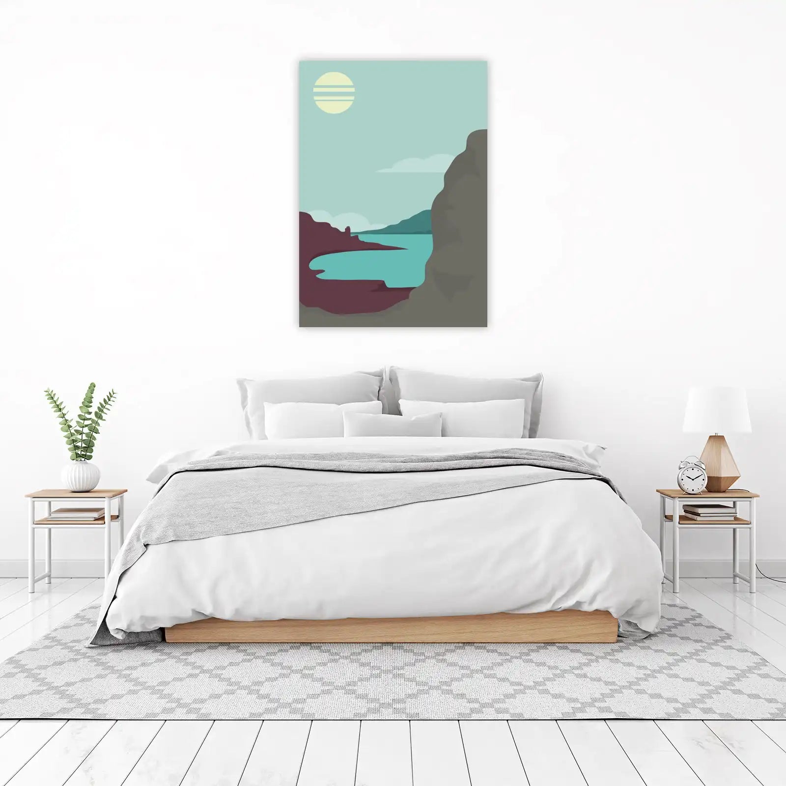Tranquil Lake Landscape Minimalist Wall Art