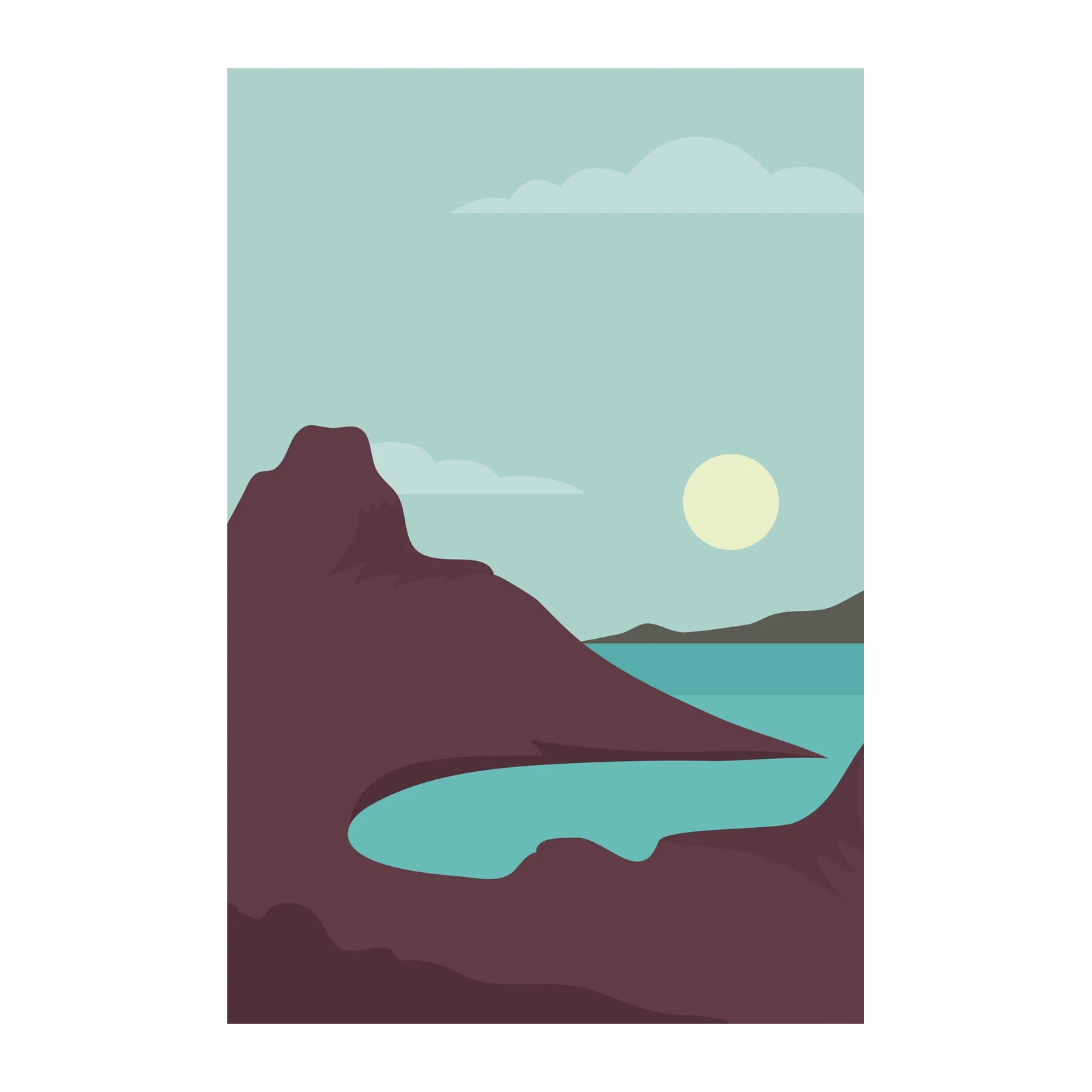 Serene Coastal Landscape Minimalist Wall Art