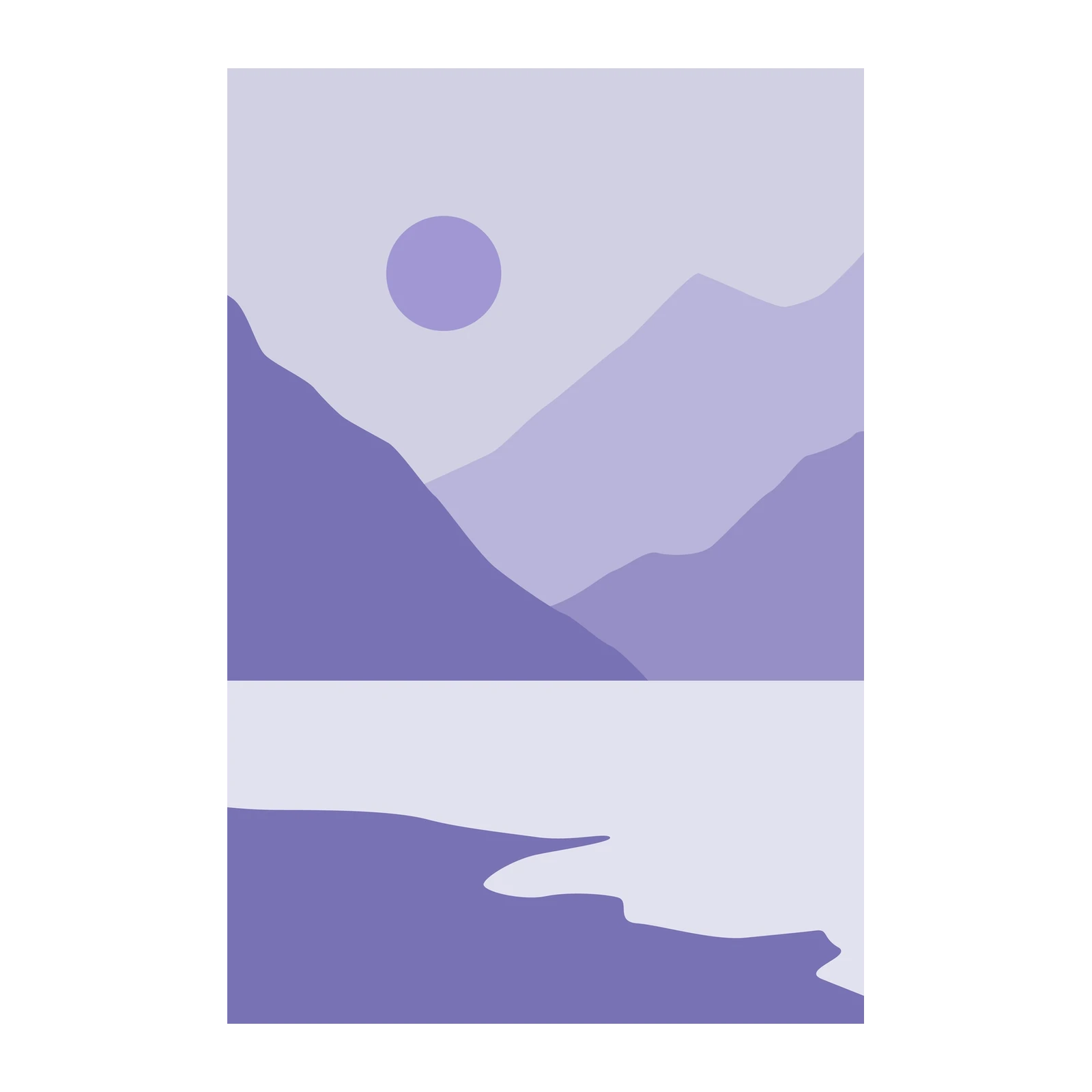 Serene Lavender Mountain Lake Wall Art