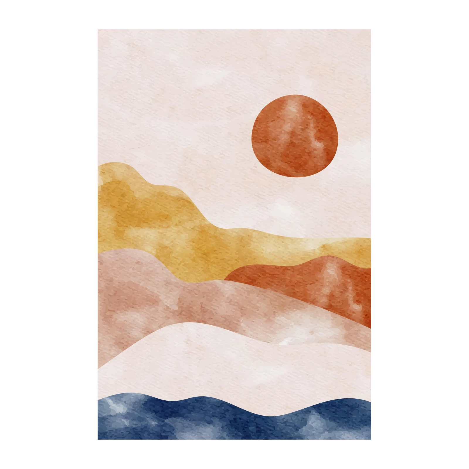 Bohemian Sun Landscape Boho Wall Art Wall Art