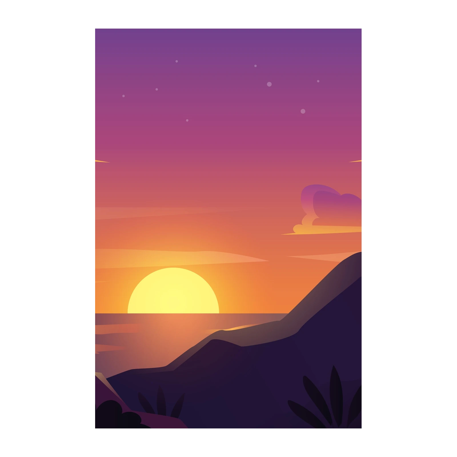 Serene Sunset Landscape Wall Art