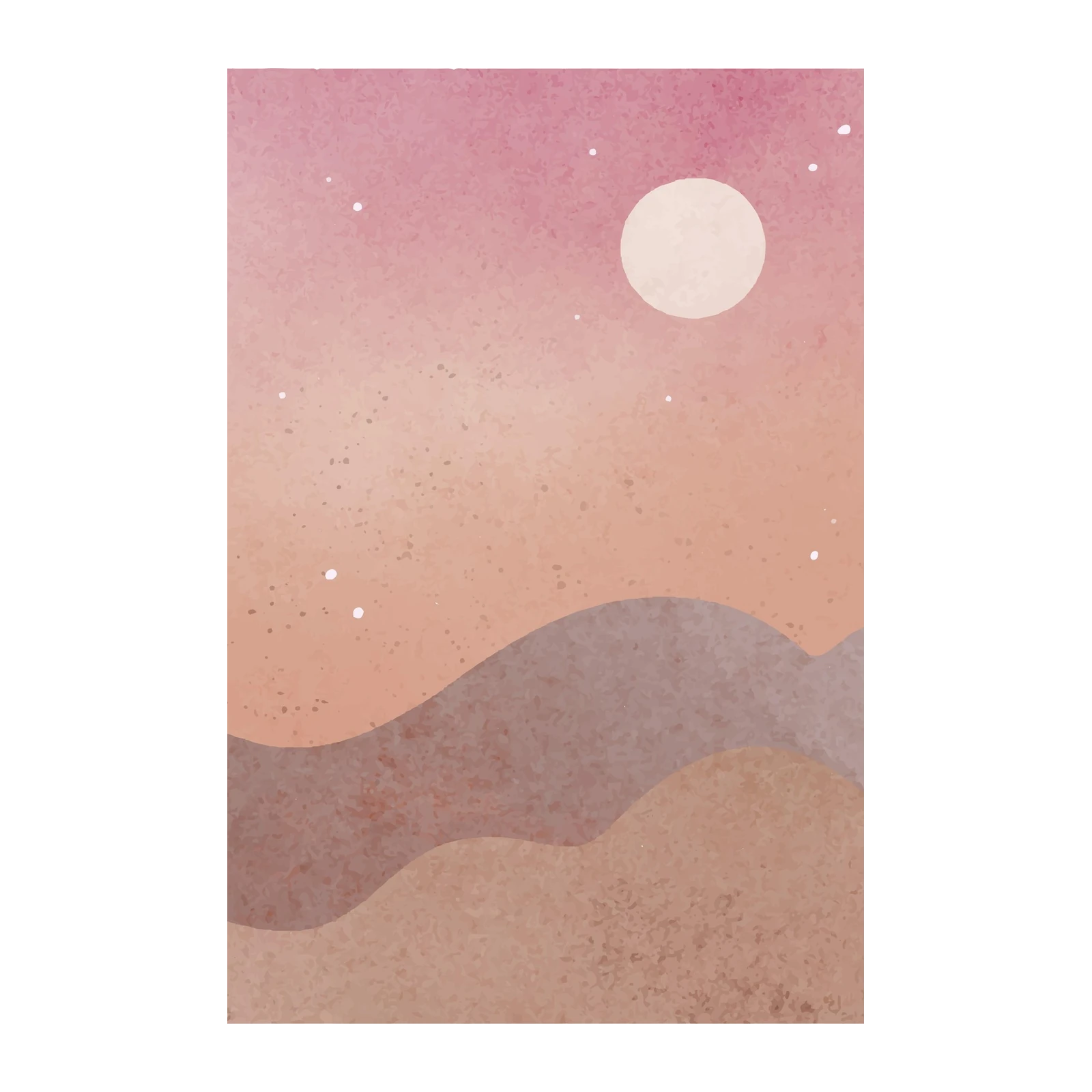 Boho Desert Landscape Moon Wall Art