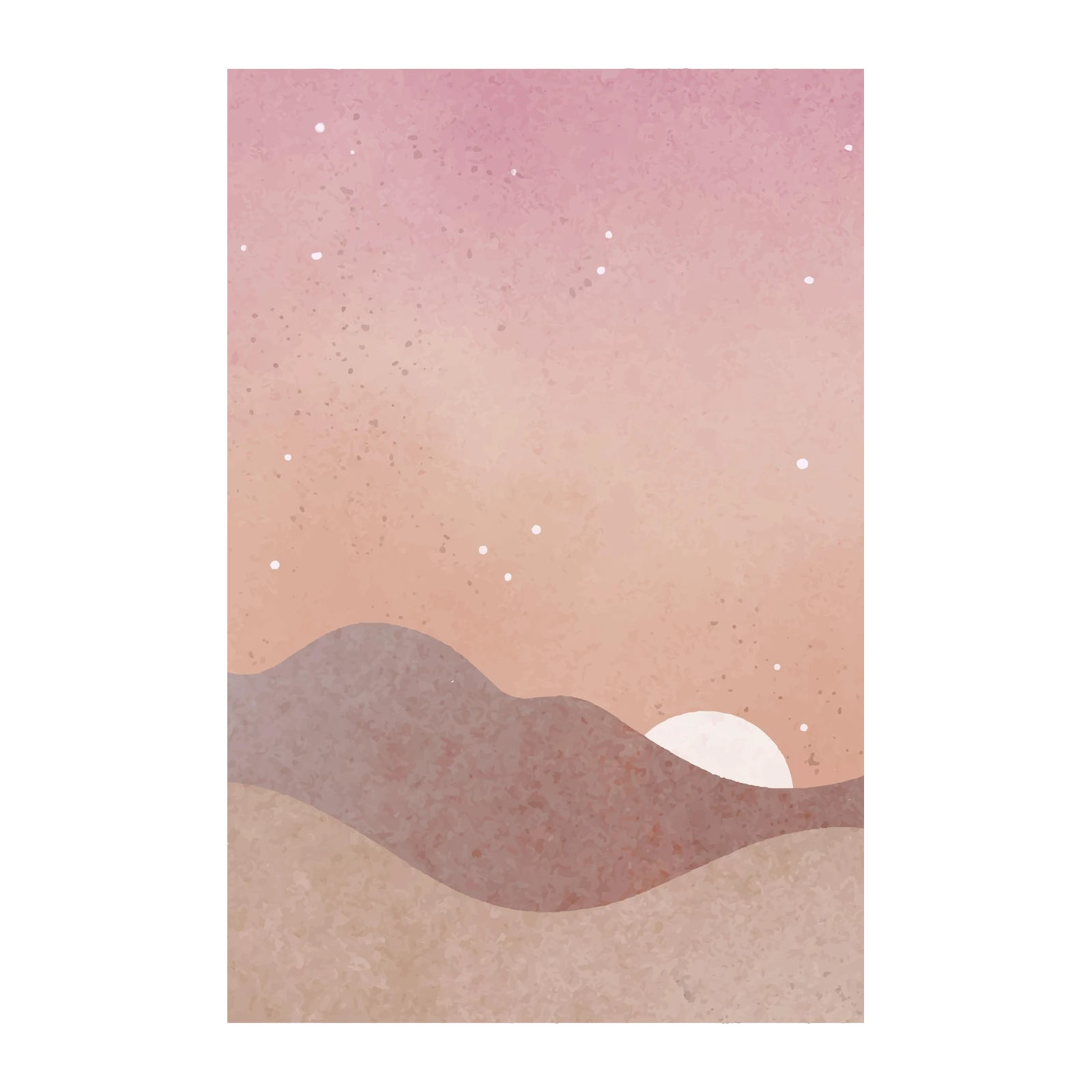 Boho Sunset Landscape Mid Century Modern Wall Art