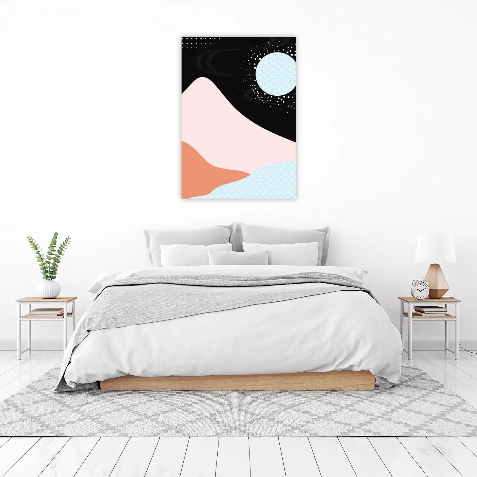 Serene Japanese Mountain Moon Wall Art