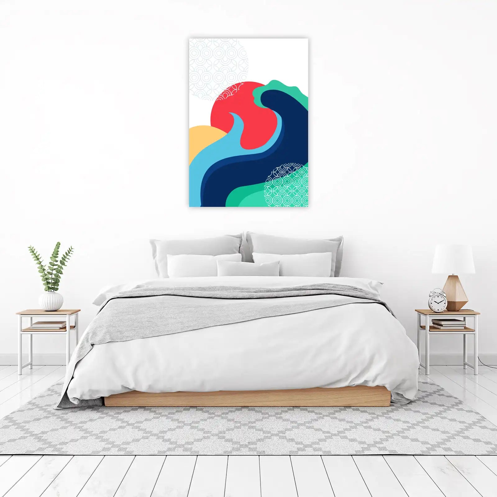 Vibrant Abstract Wave & Sun Wall Art