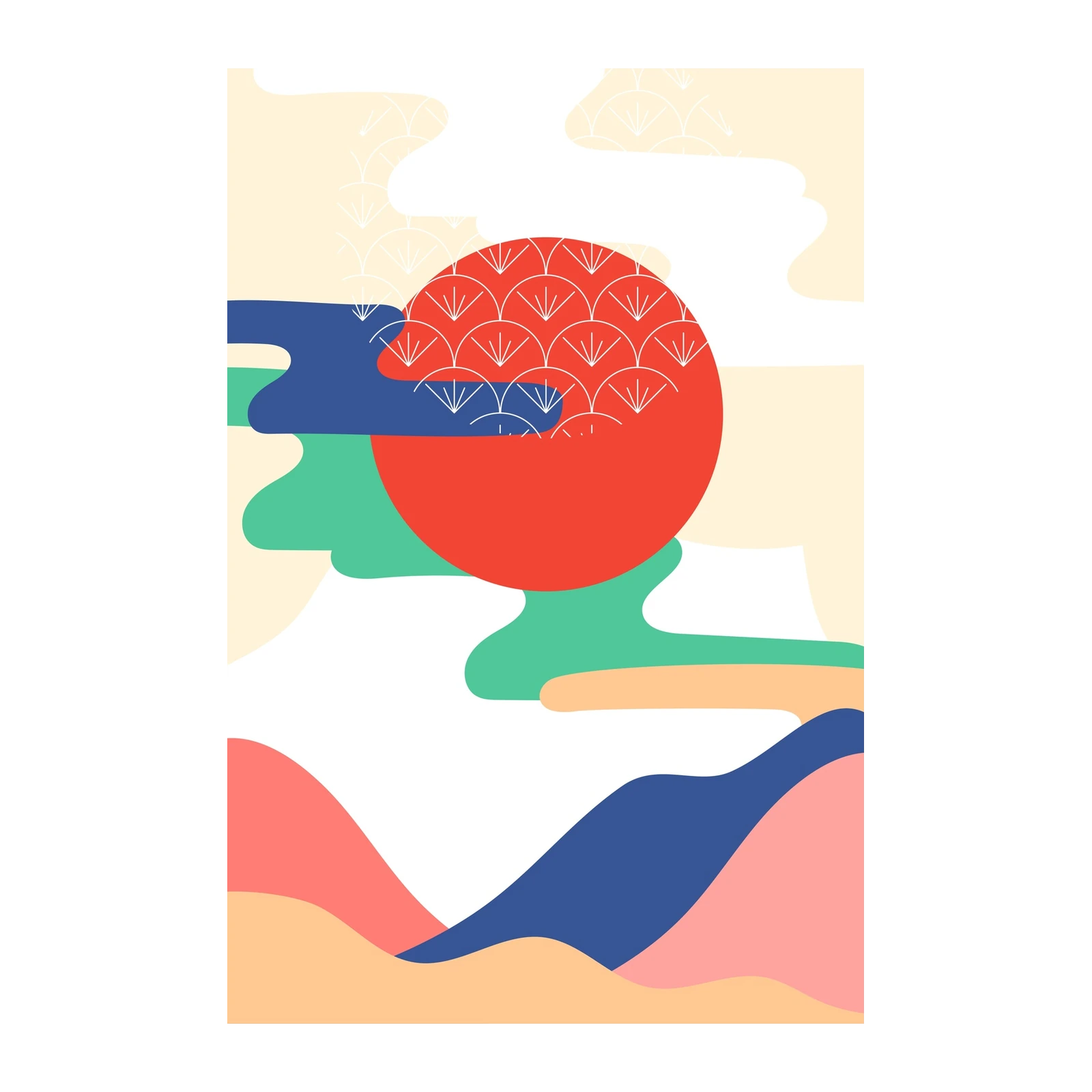 Abstract Sunset Waves Wall Art