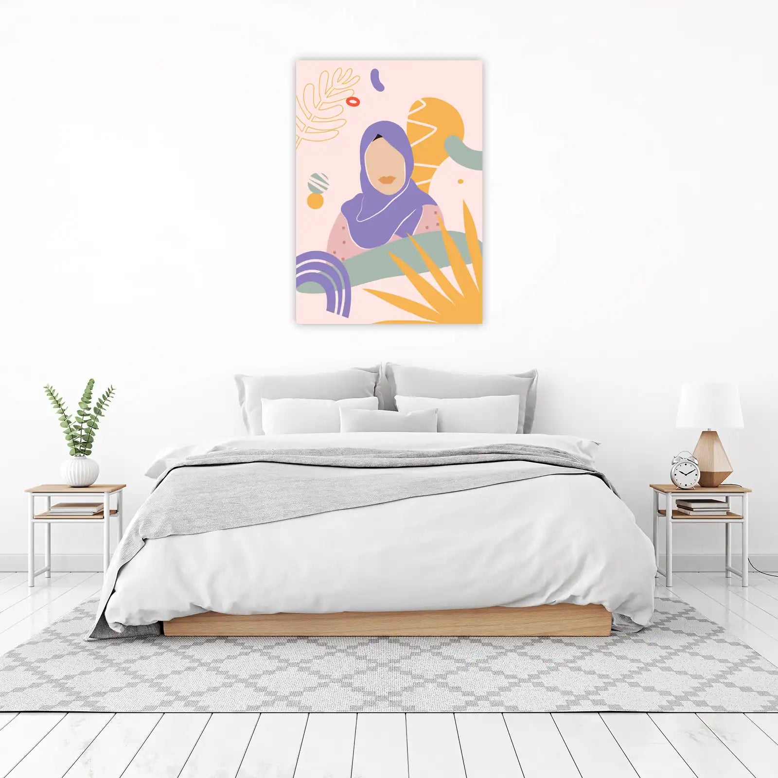 Modern Abstract Hijab Woman Wall Art